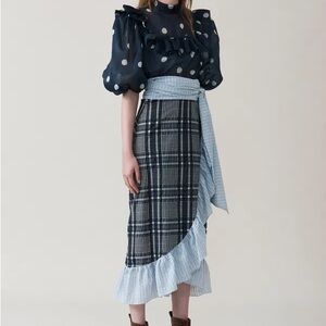 Ganni Charon Ruffle Wrap Skirt